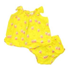 Egg Girls Yellow | Pink Peaches Apparel Sets size: 3-6 Months